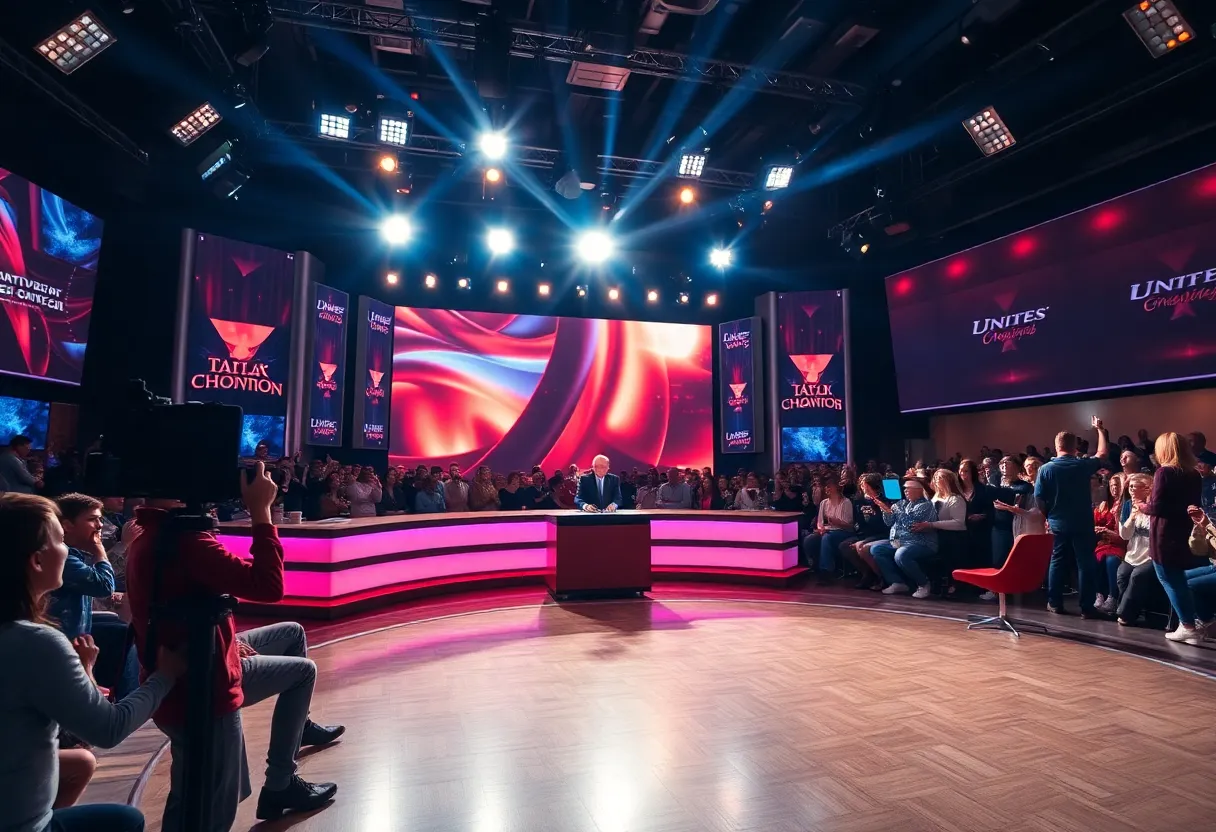 Set of Jimmy Kimmel Live with audience in background