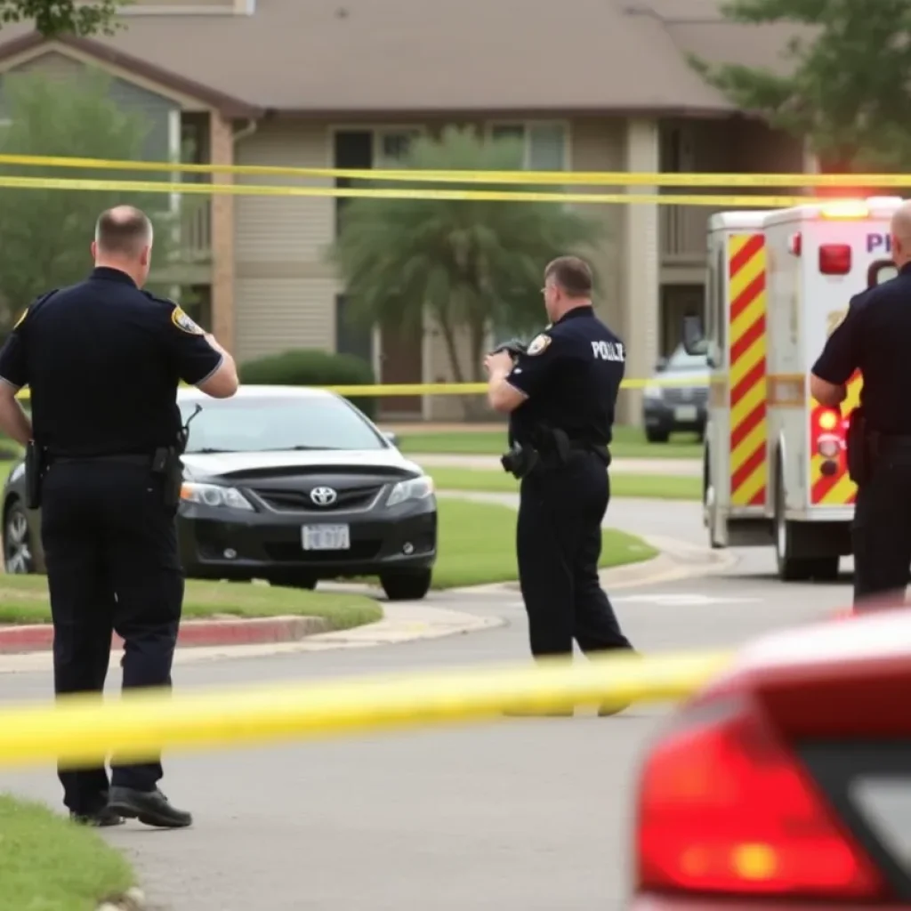 Police examining a crime scene at College Park Apartments in Newberry