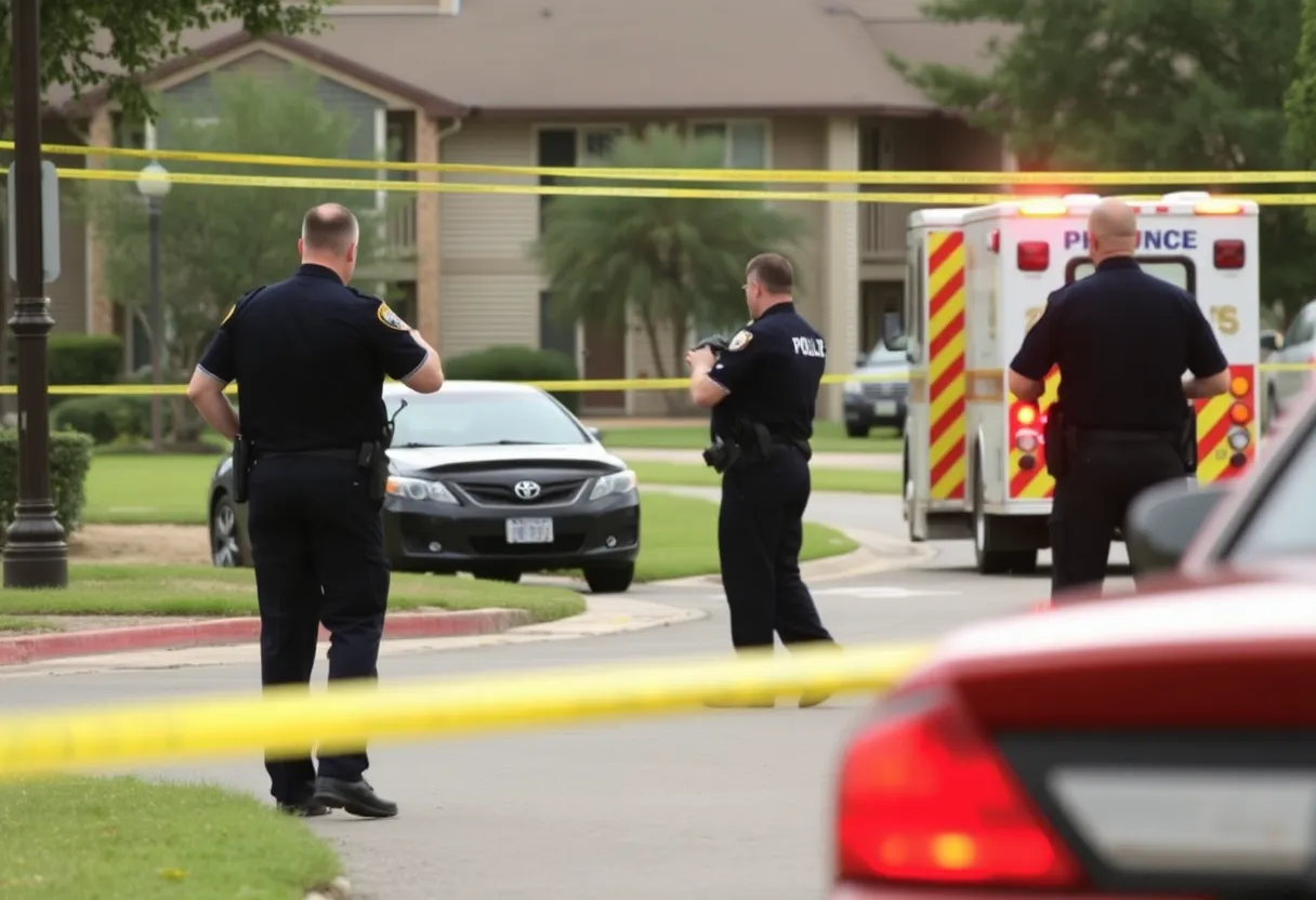 Police examining a crime scene at College Park Apartments in Newberry