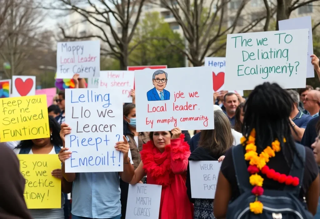Community members gathered in support of Chapin Mayor Al Koon