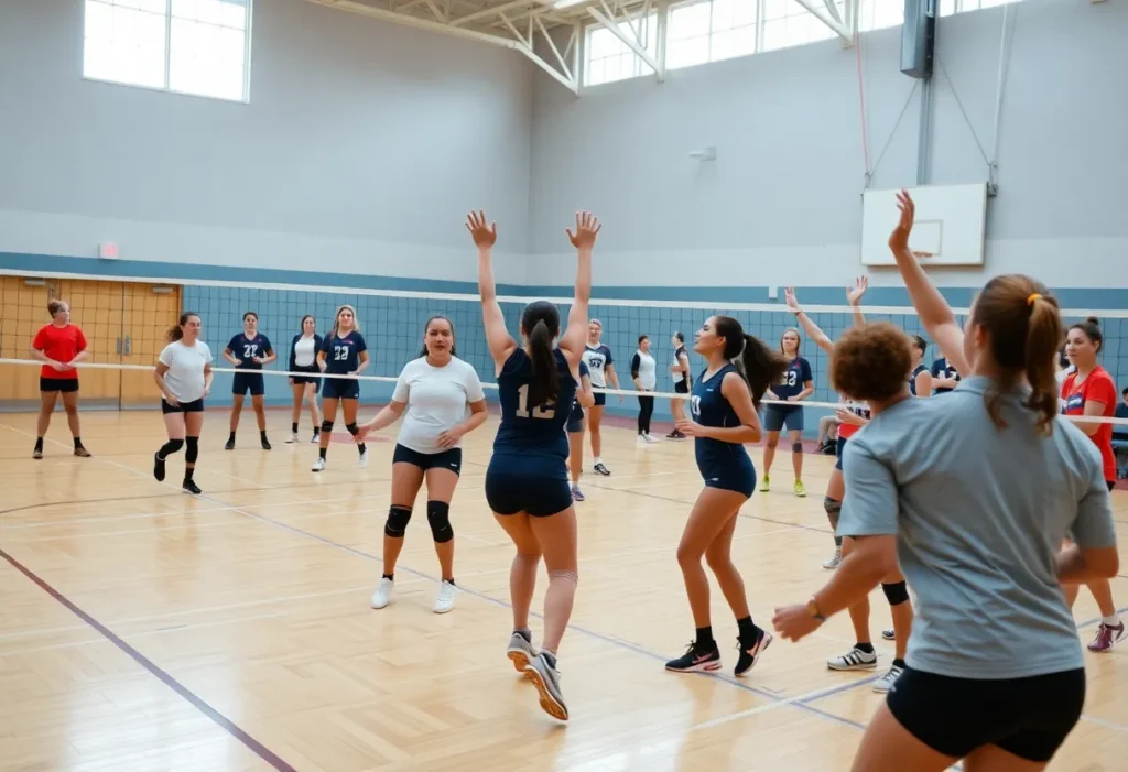 Chapin Eagles volleyball players in action during a match