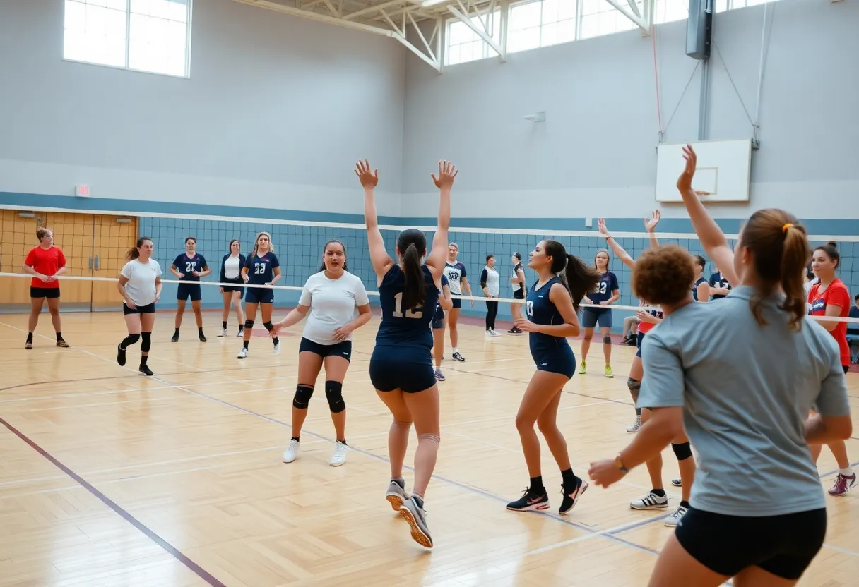 Chapin Eagles volleyball players in action during a match