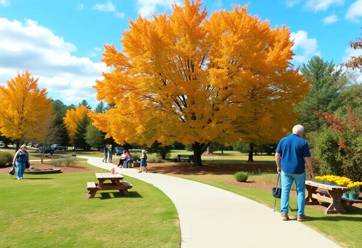 People enjoying a warm fall day in Chapin SC park