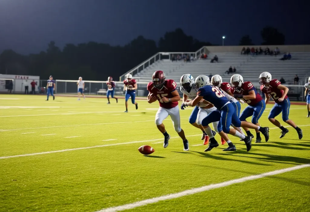 Chapin High School football players in action during a game
