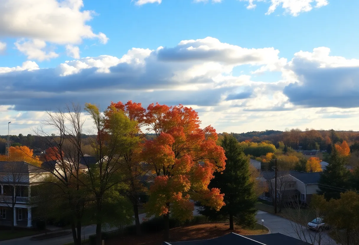 Scenic view of Chapin SC with mild weather and autumn trees