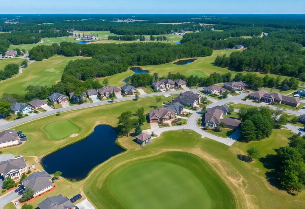 Aerial view of a golf community in Chapin, South Carolina