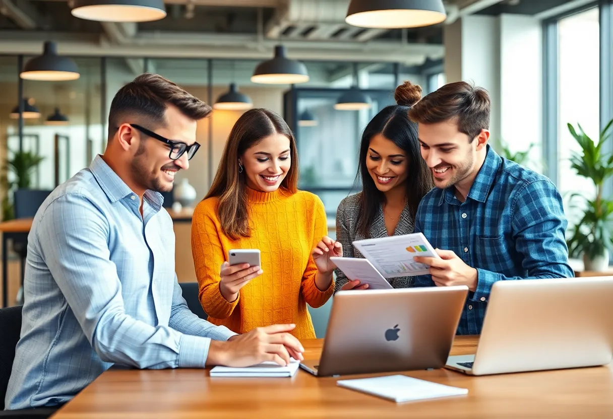 Marketing team reviewing customer experience feedback