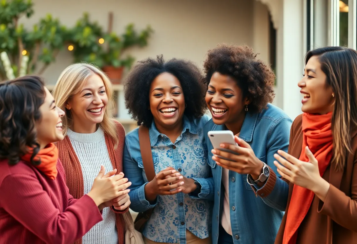 A group of people demonstrating strong emotional connections in a digital marketing setting.