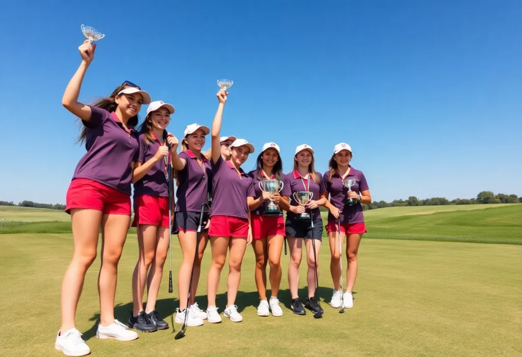 Celebration of Lexington girls golf team after winning Lower State championship.