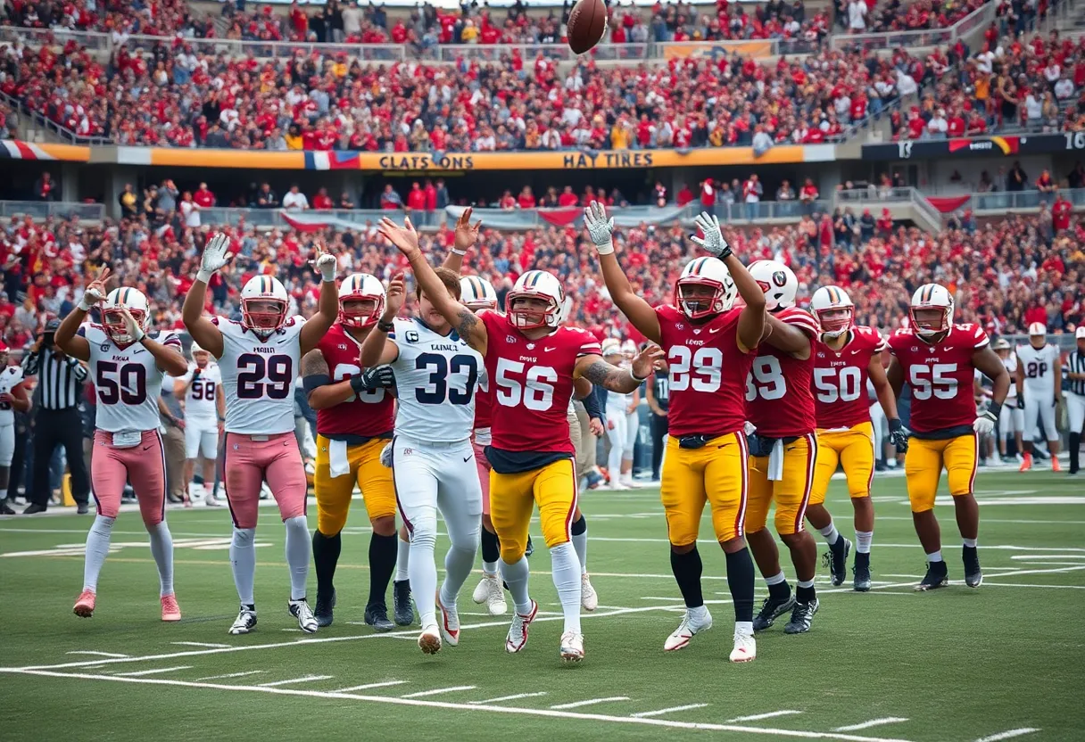 Lexington Wildcats celebrating their victory on the football field.