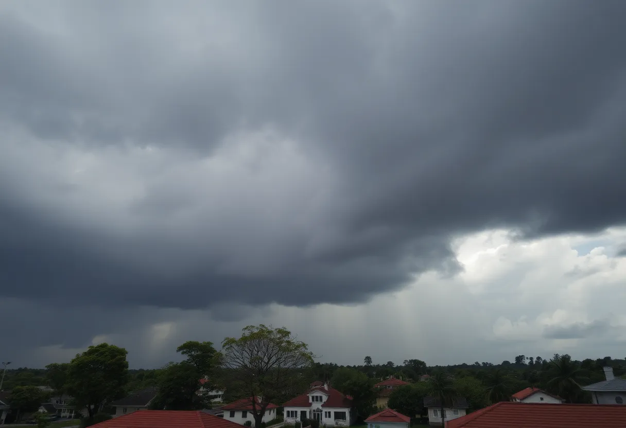Dark storm clouds over Chapin SC with heavy rain