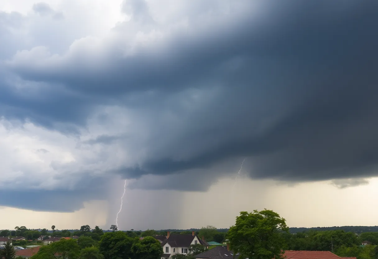 Dark storm clouds and heavy rain over Chapin, SC