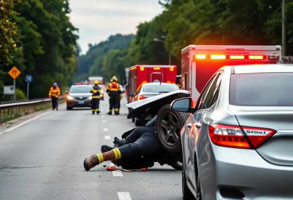 Emergency responders at a traffic accident scene in Chapin SC