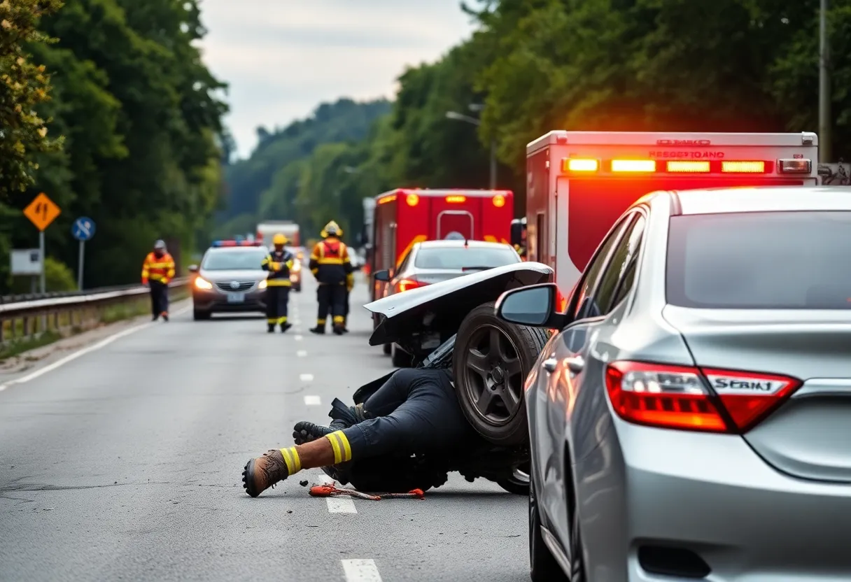 Emergency responders at a traffic accident scene in Chapin SC
