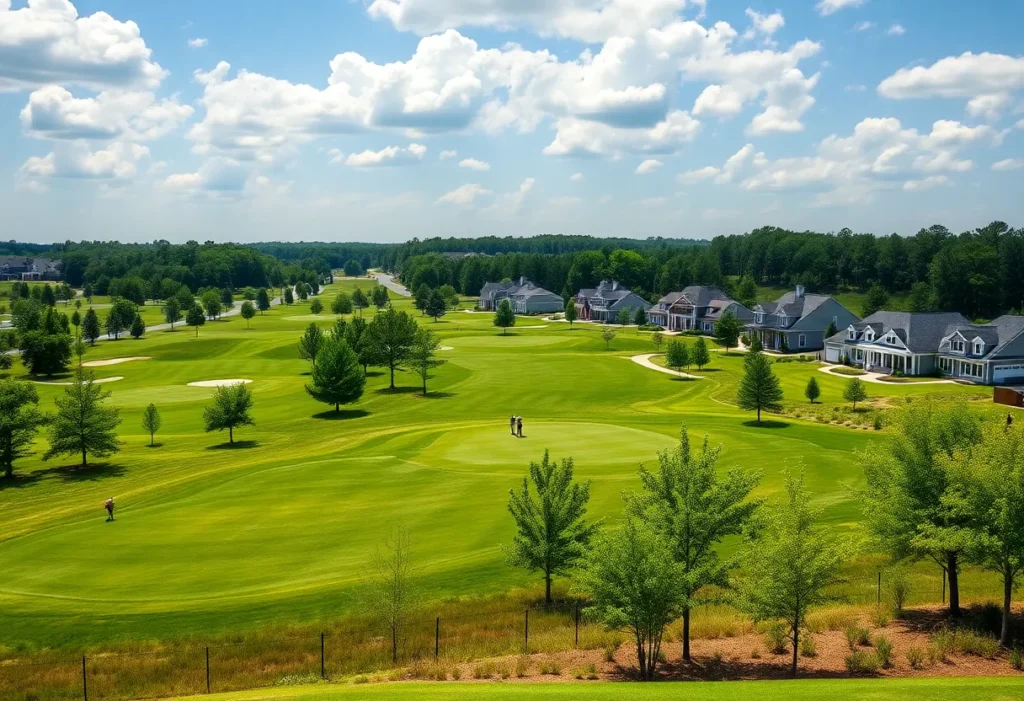 A picturesque golf community in Chapin, South Carolina with vibrant green landscapes.