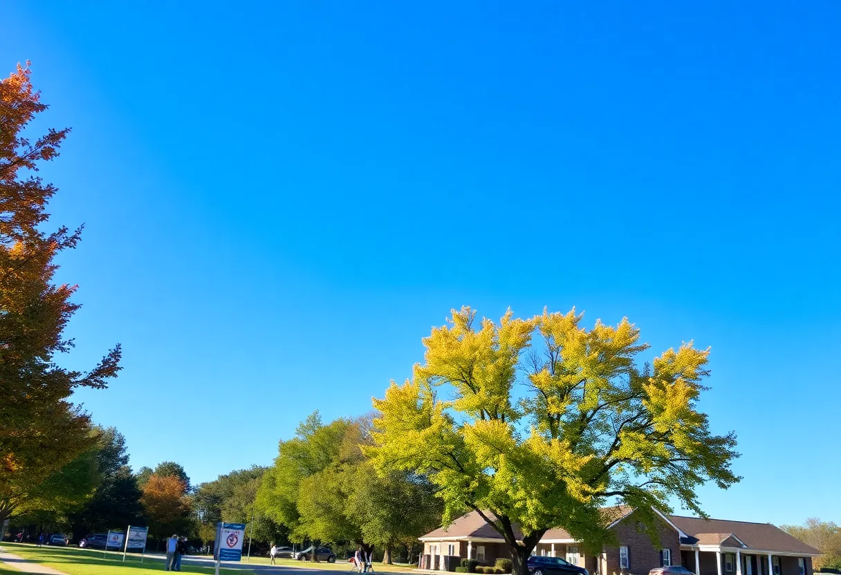 Residents enjoying an unseasonably warm November day in Chapin SC with blue skies