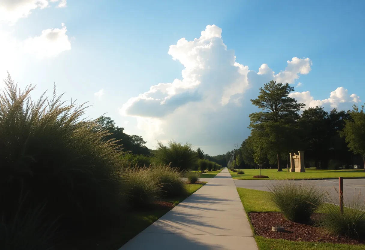 Warm and humid weather in Chapin SC with clouds and sun