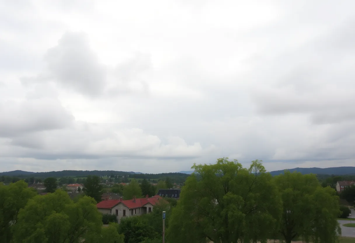 Cloudy skies over Chapin SC showing mild and breezy weather.