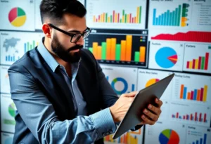 Marketing professional analyzing data for marketing strategies