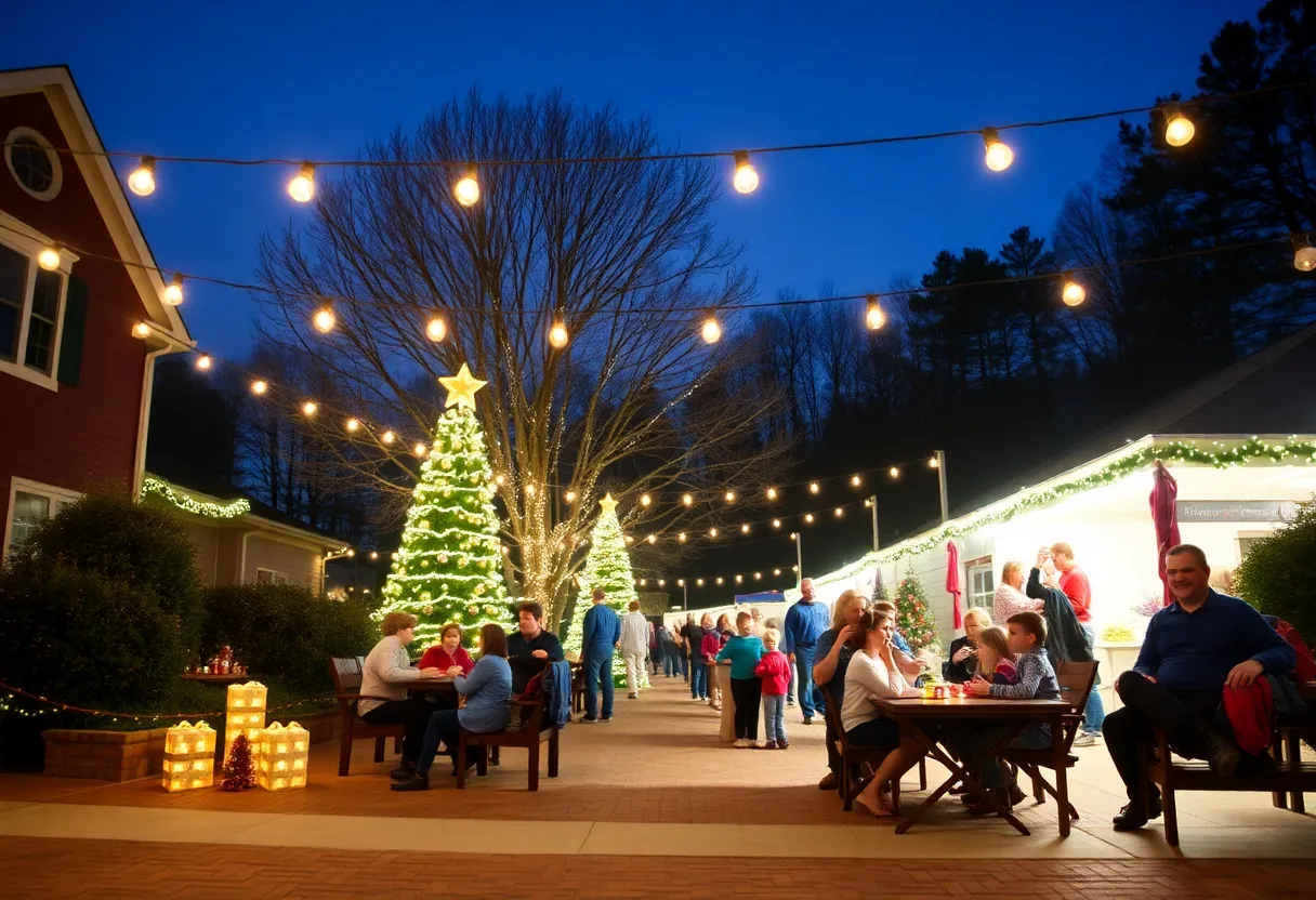 Families celebrating Christmas Eve outdoors in Chapin, SC