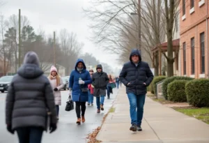 Residents in Chapin SC dressed for cold weather