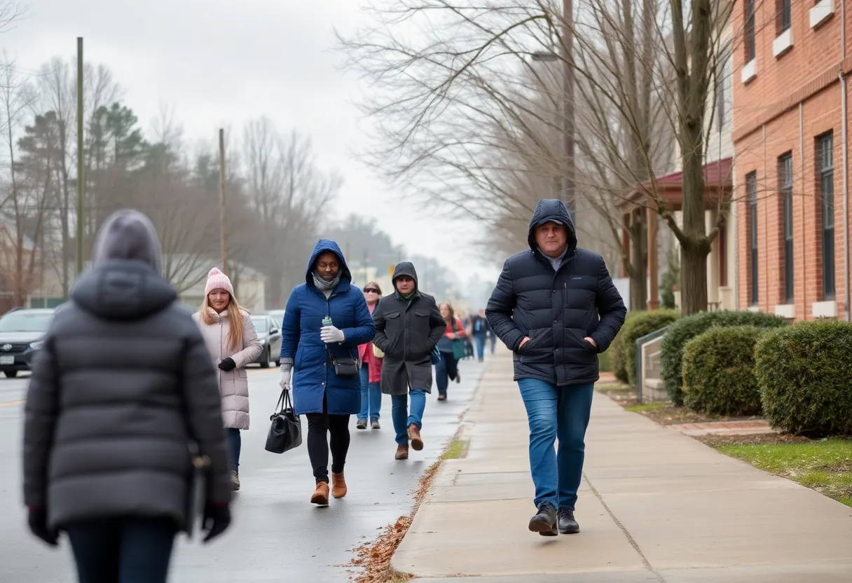 Residents in Chapin SC dressed for cold weather