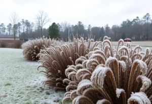 Winter scene in Chapin SC with cold weather and frost
