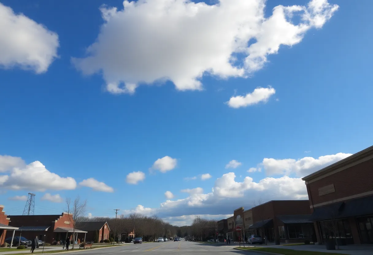 A scenic view of Chapin, SC on a warm December day, with clear skies and people enjoying the weather.