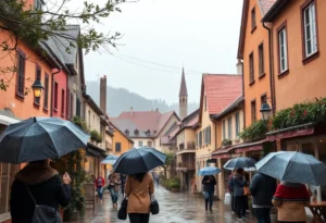 Residents enjoying the warm weather in Chapin SC with umbrellas