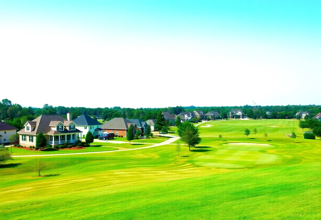A picturesque golf community in Chapin SC with lush greenery.