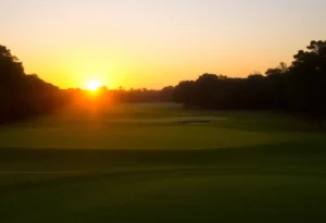 Scenic view of Chapin SC golf course at sunset