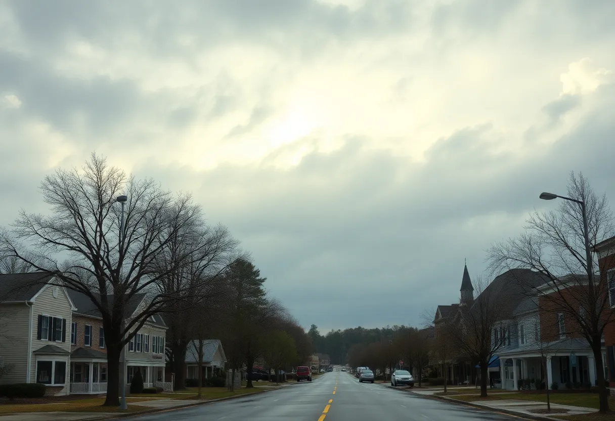 A view of Chapin SC showing mild winter weather with cloudy skies and gentle breezes.