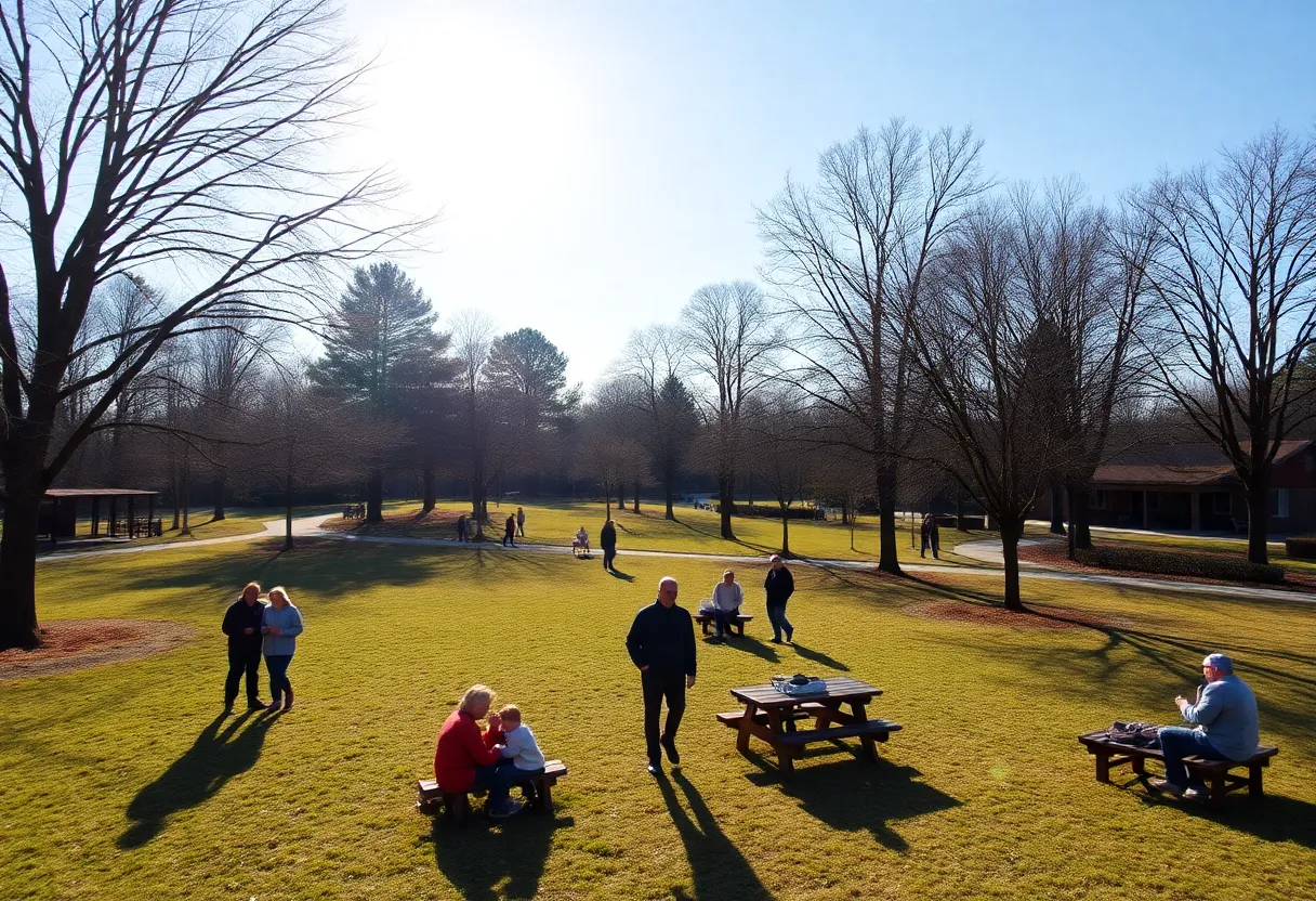 People enjoying the mild winter weather in Chapin, SC