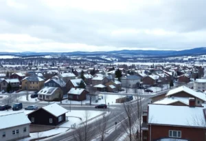 Cloudy winter day in Chapin SC with a chance of rain