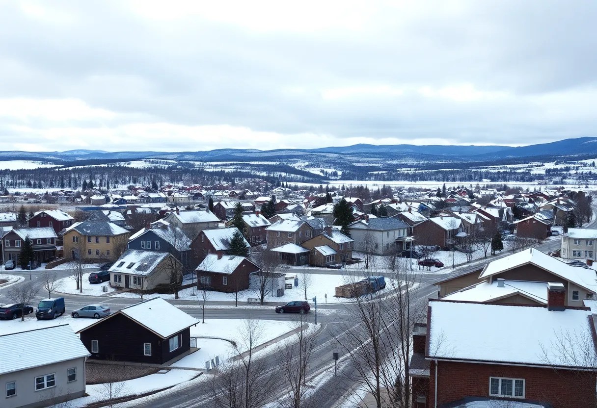 Cloudy winter day in Chapin SC with a chance of rain