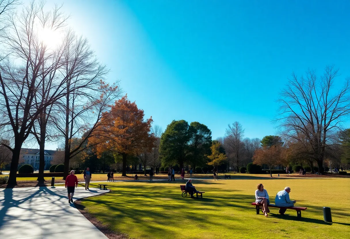 People enjoying a warm December day in a park in Chapin, SC.