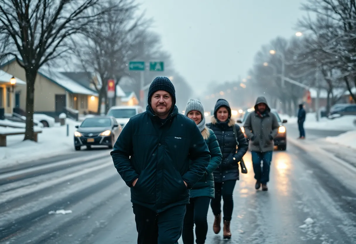 Icy roads in Chapin, South Carolina during winter