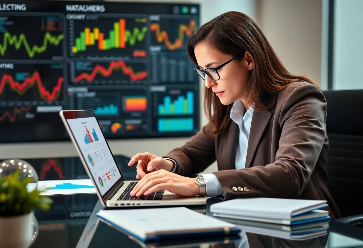 A marketer using data analytics to create dynamic marketing campaigns.