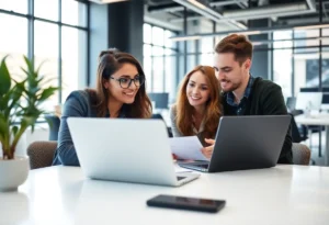 Marketers analyzing data for a digital marketing strategy