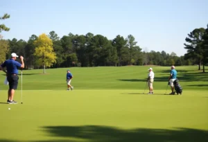 Golfers practicing etiquette on a beautiful golf course in Chapin SC.