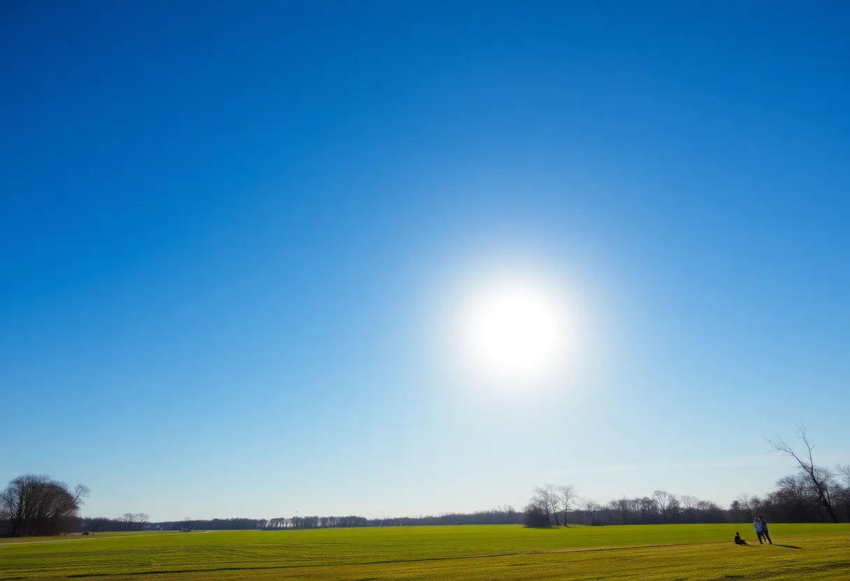 A sunny winter day in Chapin, SC with clear skies.