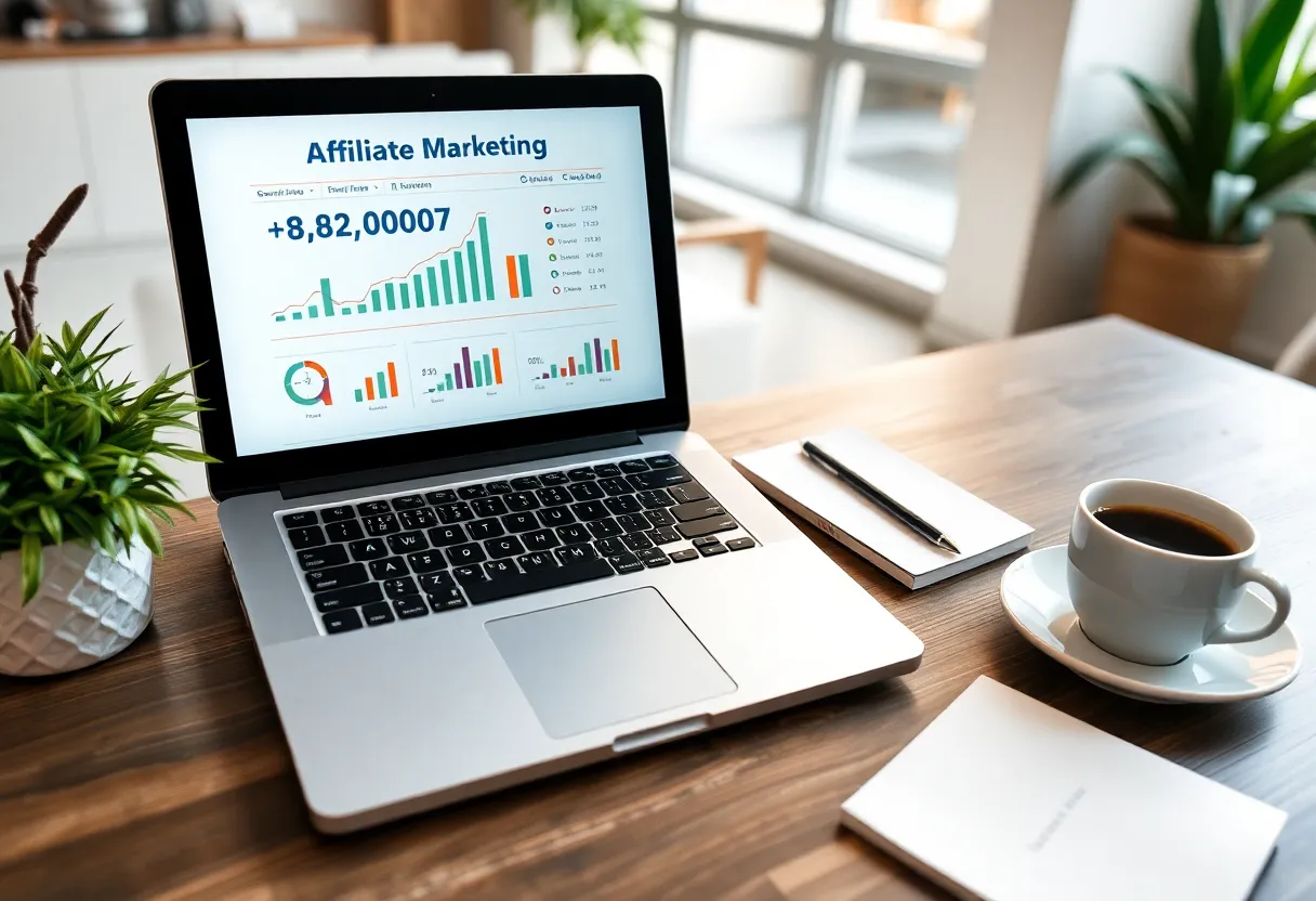 A productive workspace with tools for affiliate marketing strategy