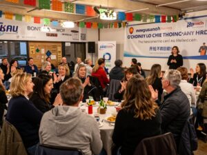 Celebration at Chapin community gala with people engaging and supporting local initiatives