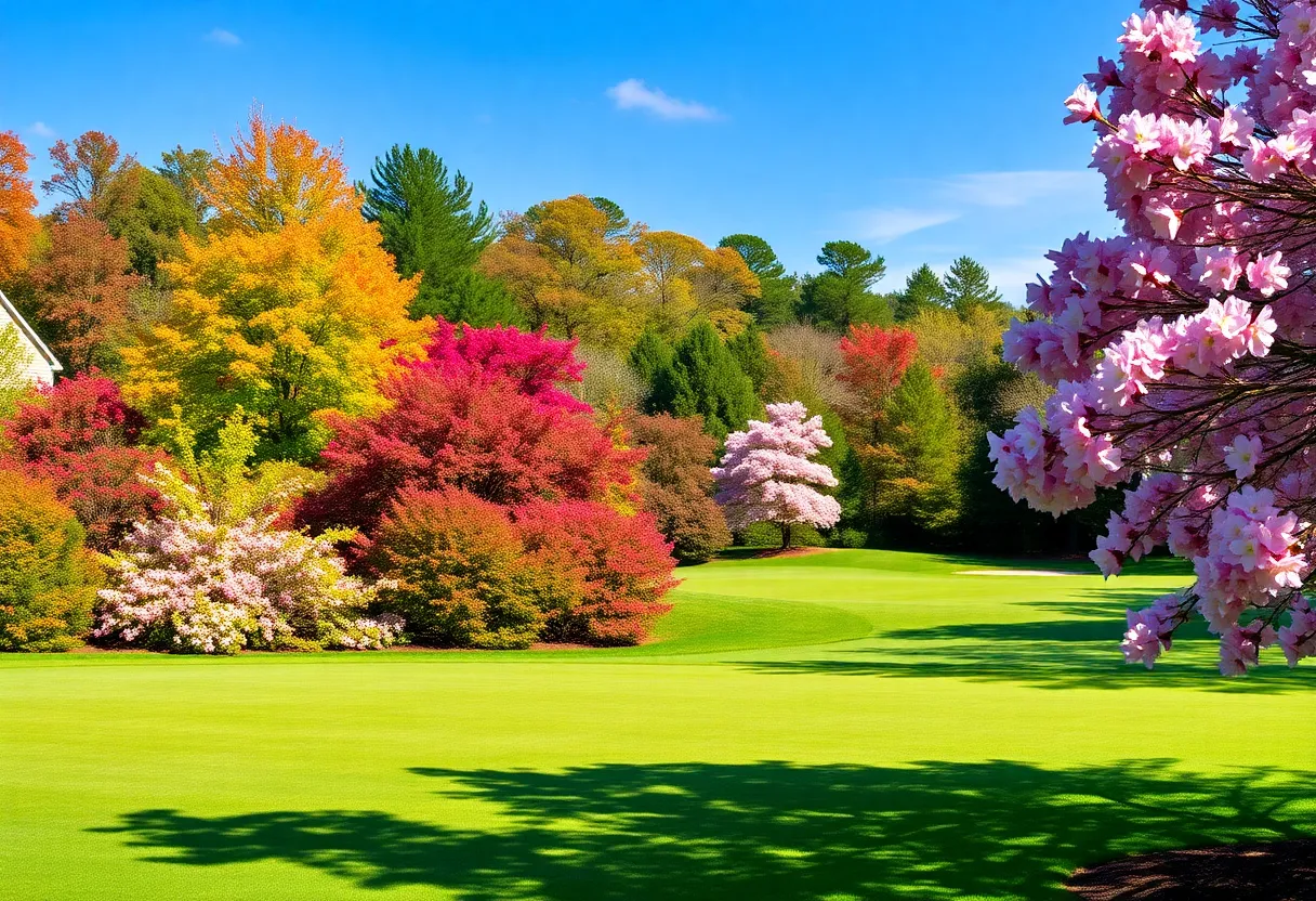 Colorful spring landscape of a golf course in Chapin SC