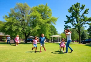 Families enjoying outdoor activities on a sunny January day in Chapin, SC