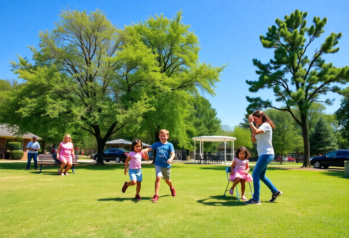 Families enjoying outdoor activities on a sunny January day in Chapin, SC