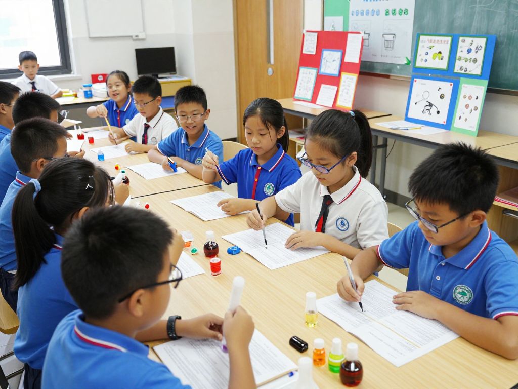 Students at Chapin Science Fair participating in hands-on science projects