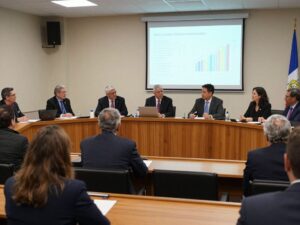 Chapin Town Council members during a budget meeting