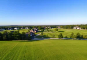Scenic view of Chapin SC golf community with lush greens and homes