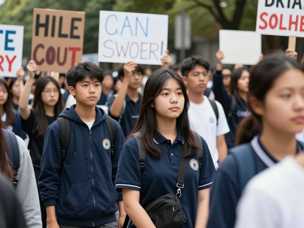 Students participating in a civic engagement protest in Columbia